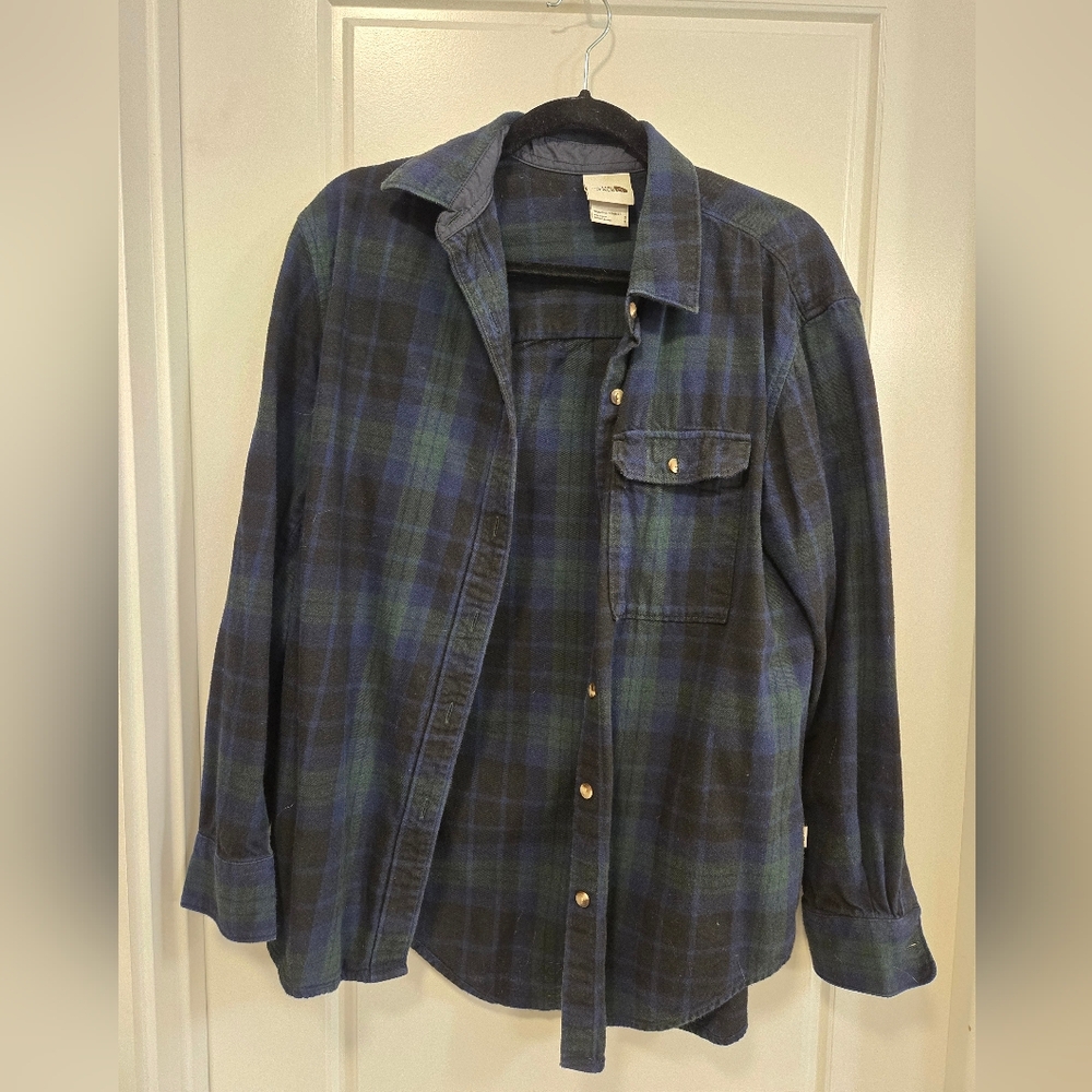 The North Face Blue and Black Plaid Shirt